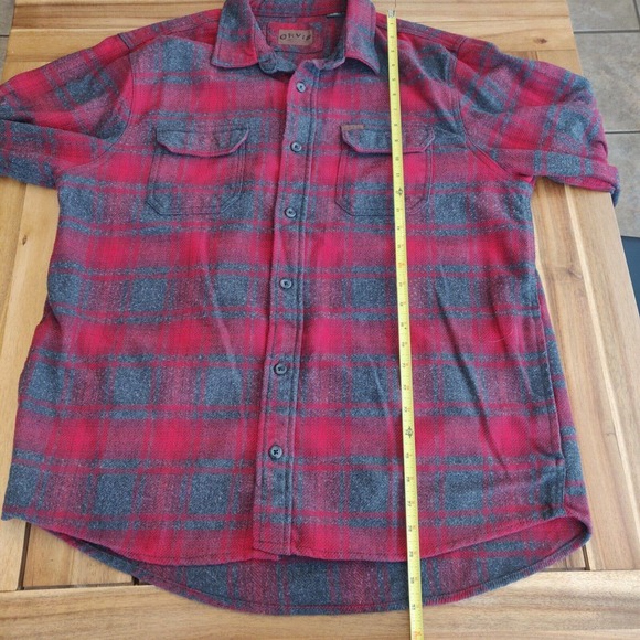 Orvis Men's Heavyweight Flannel Button-up Shirt Red Gray Plaid XL . - Picture 4 of 5